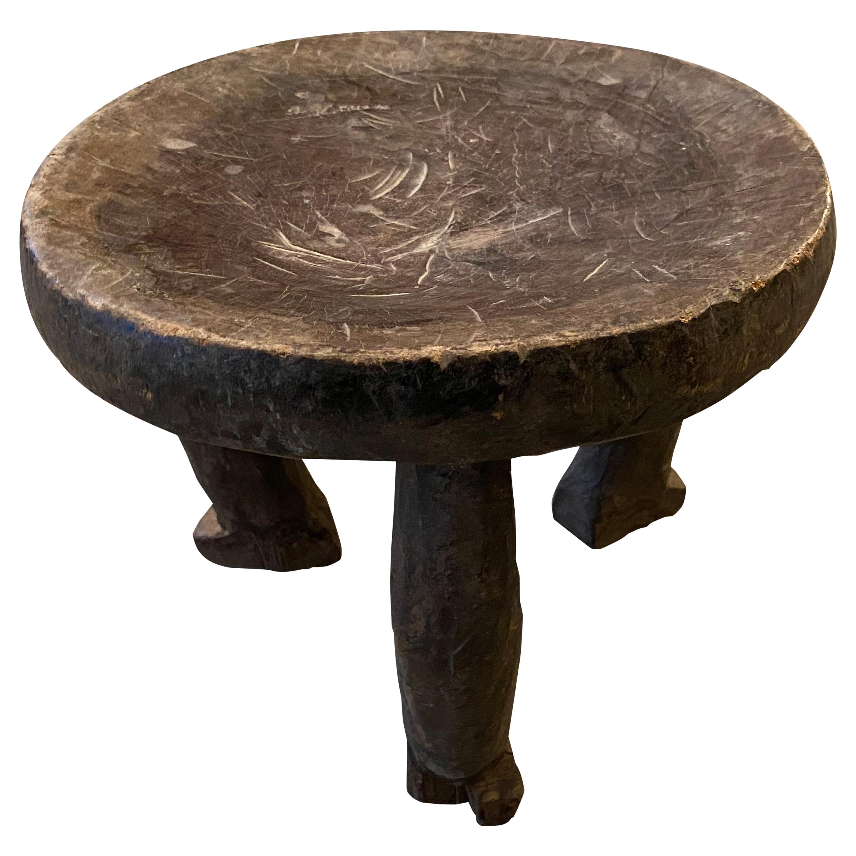 Andrianna Shamaris Antique Wood African Stool or Side Table