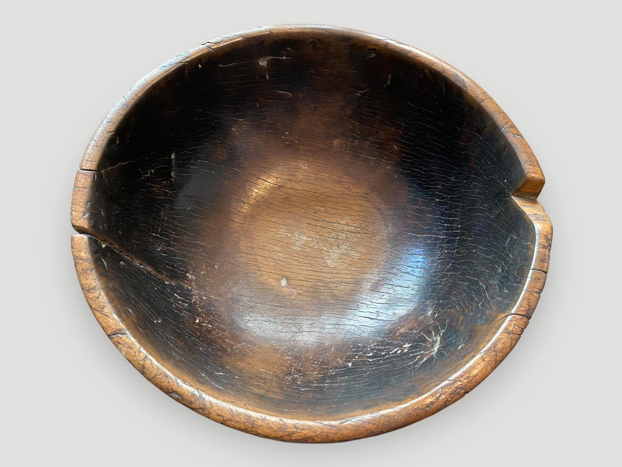 Tribal Andrianna Shamaris Antique Wood Bowl from Sulawesi