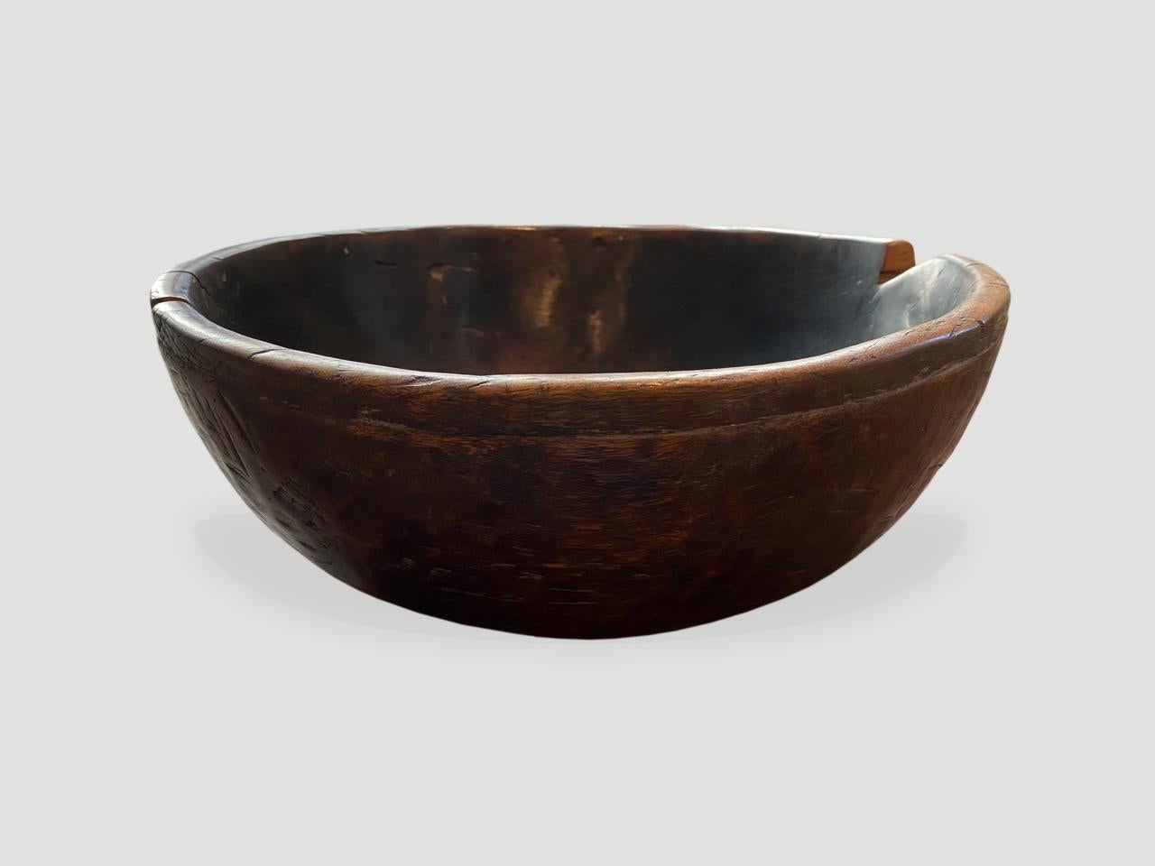 Andrianna Shamaris Antique Wood Bowl from Sulawesi In Good Condition In New York, NY