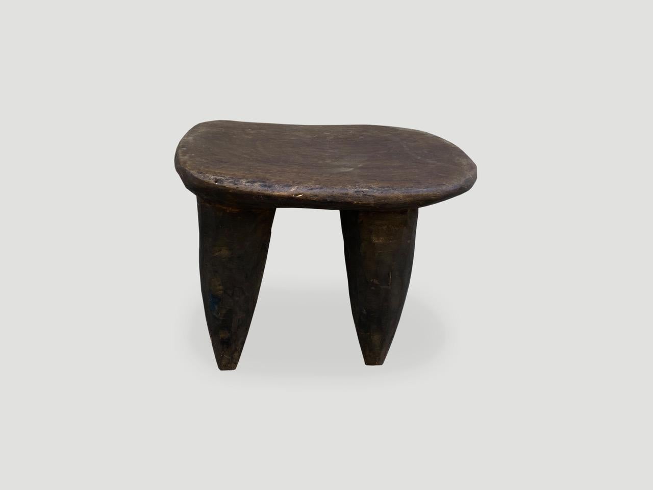 Andrianna Shamaris Antique Wooden African Stool or Low Side Table In Excellent Condition In New York, NY
