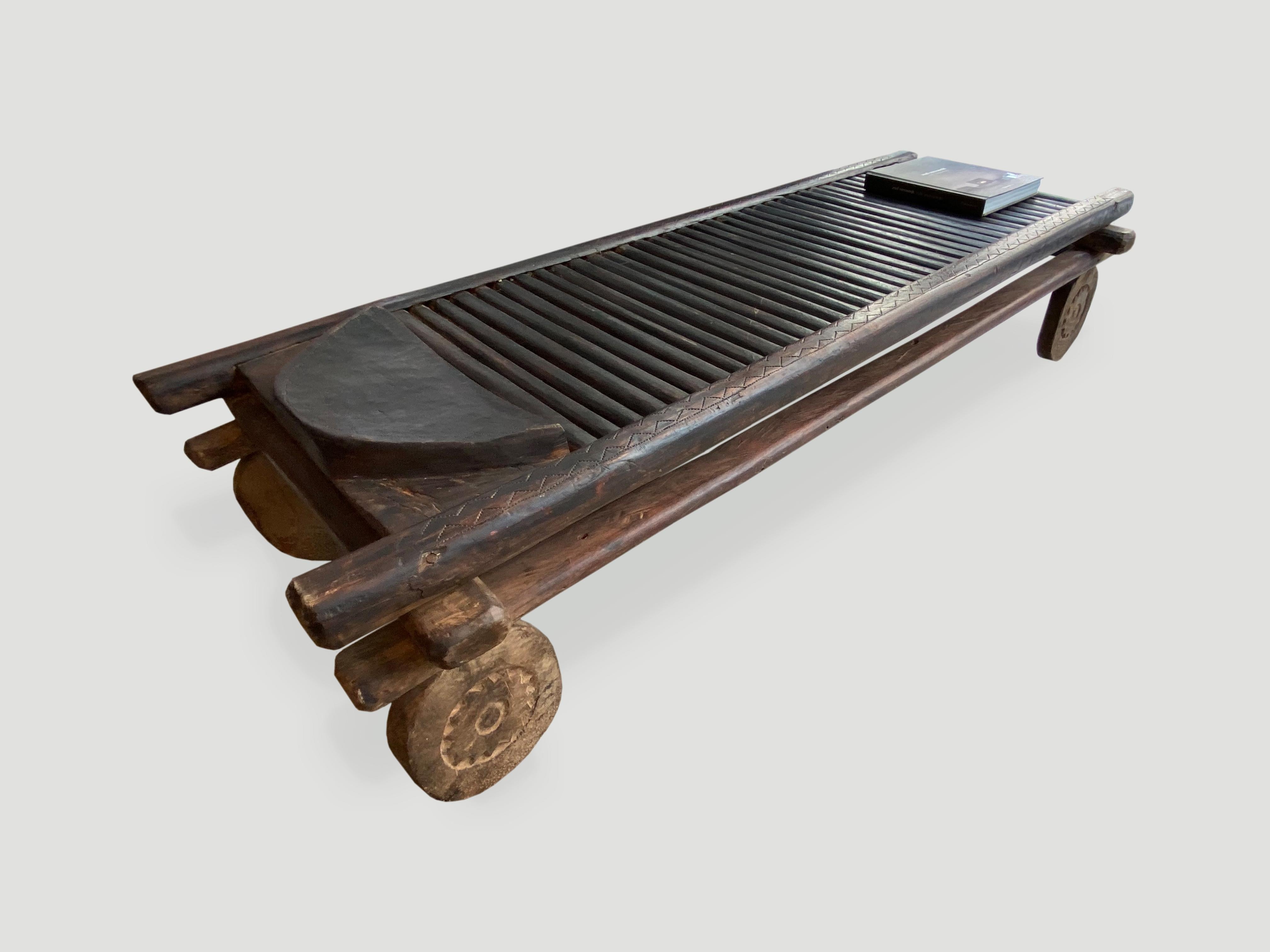 Andrianna Shamaris Antique Wooden African Wabi Sabi Bench or Coffee Table For Sale 1