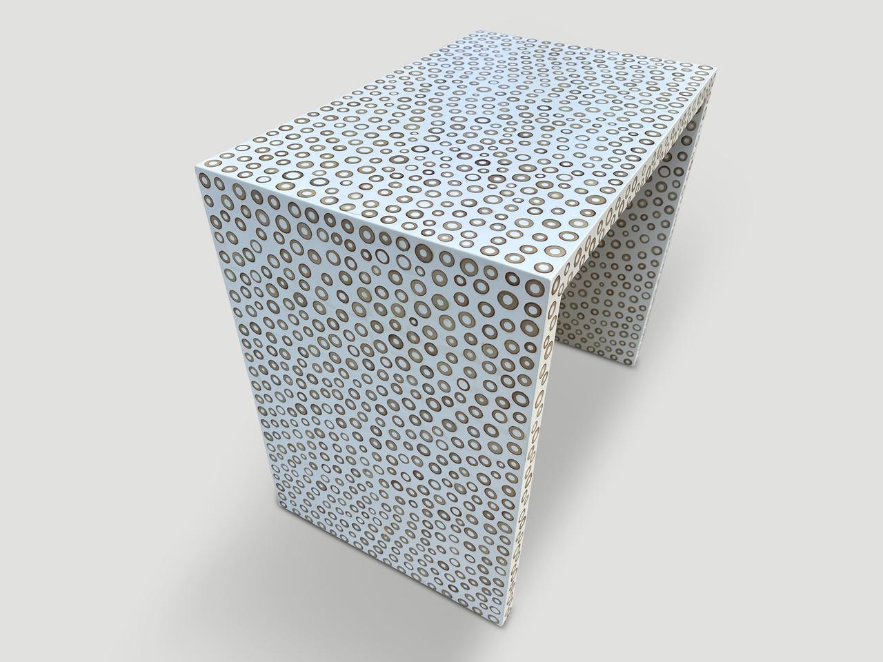 Organic Modern Andrianna Shamaris Bamboo and White Resin Console or Desk For Sale