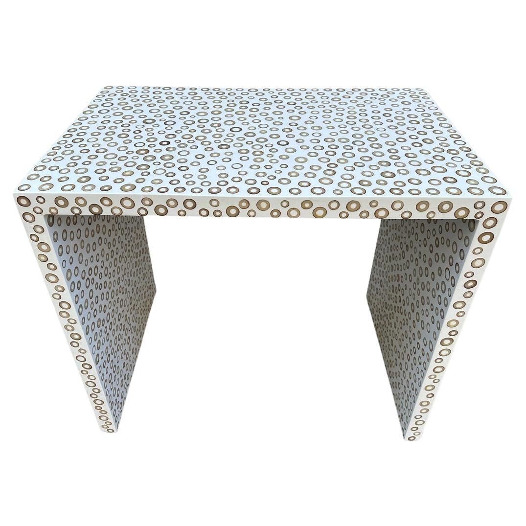 Andrianna Shamaris Bamboo and White Resin Console or Desk For Sale