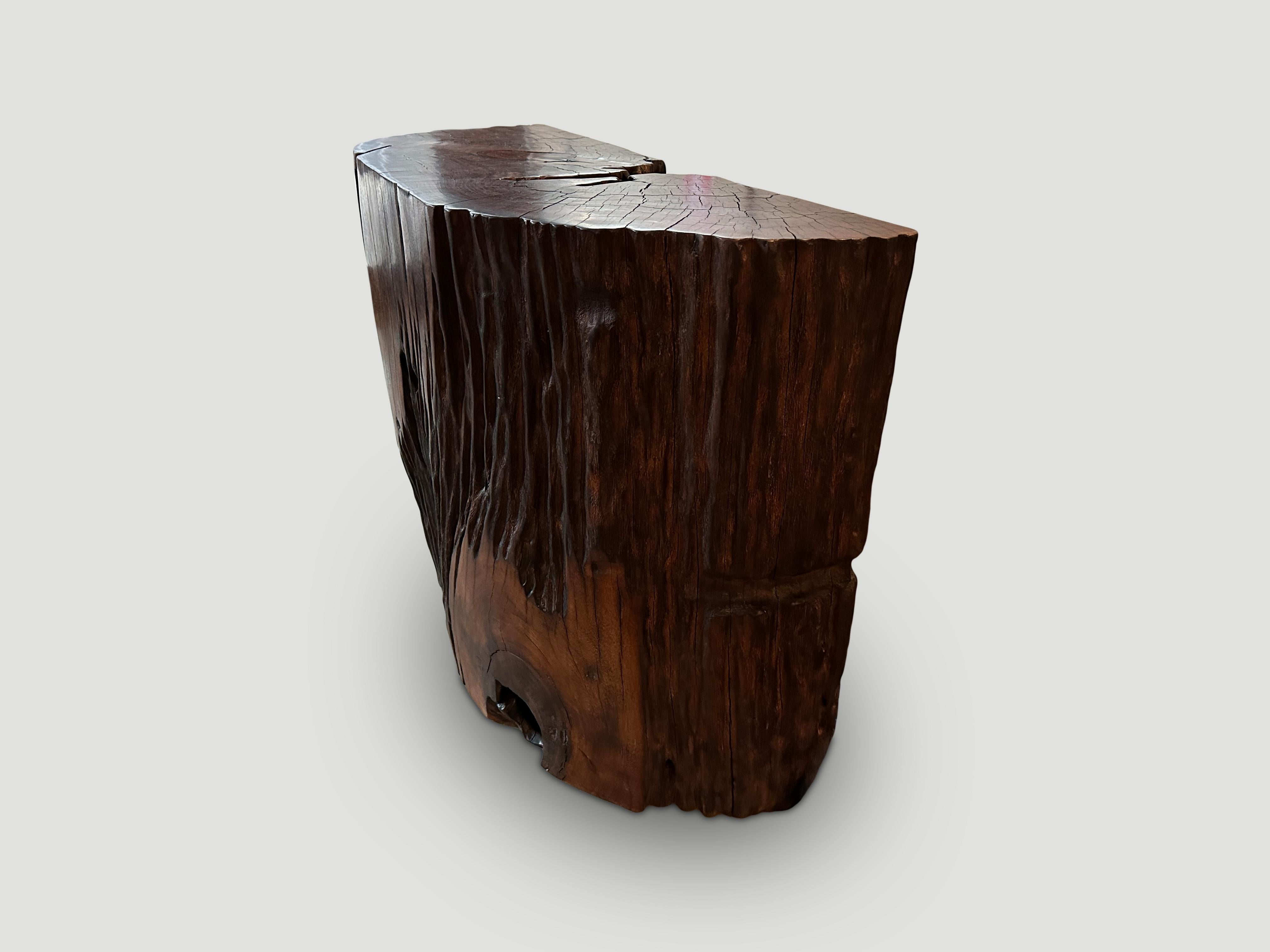 Organic Modern Andrianna Shamaris Beautiful Ulin Wood Console or Pedestal