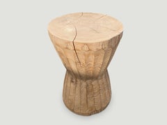 Andrianna Shamaris Beveled Teak Wood Side Table or Stool