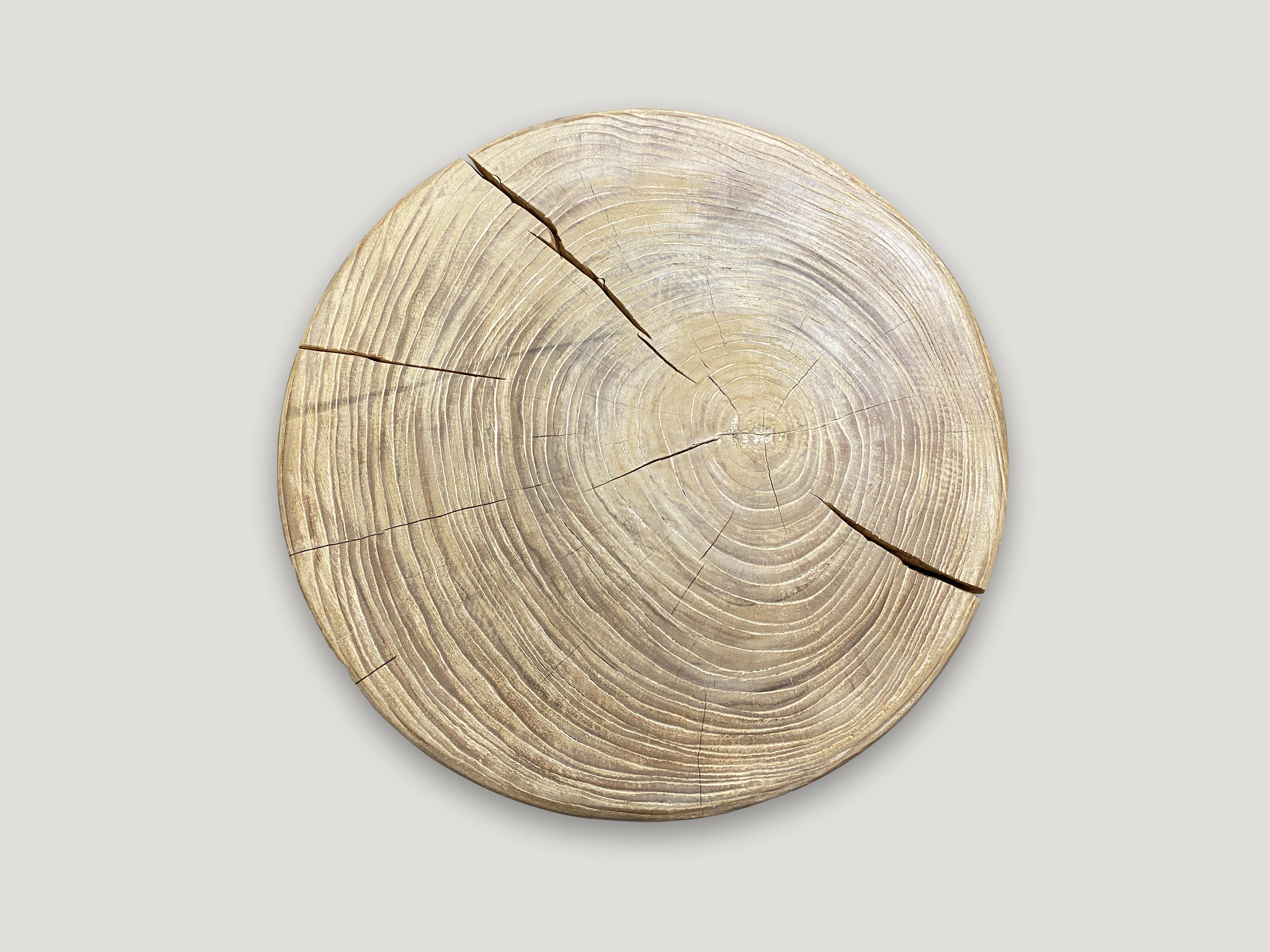 Organic Modern Andrianna Shamaris Beveled Teak Wood Side Table or Stool