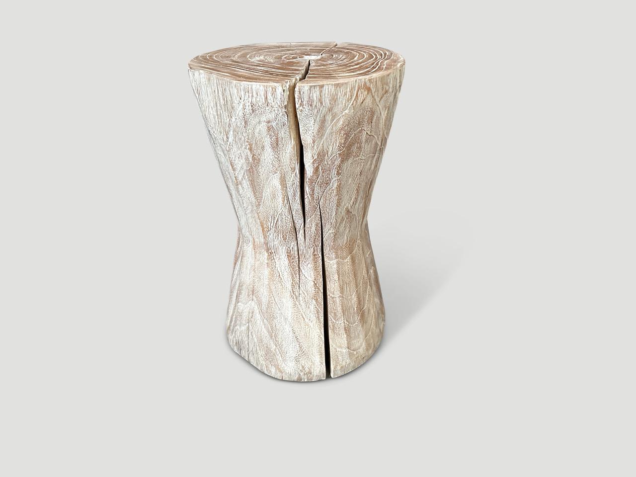 Contemporary Andrianna Shamaris Bevelled Teak Wood Side Table or Stool For Sale