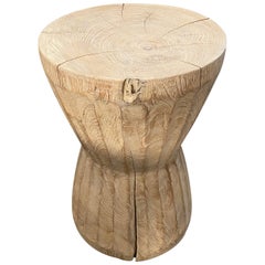 Andrianna Shamaris Beveled Teak Wood Side Table or Stool