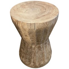Andrianna Shamaris Bevelled Teak Wood Side Table or Stool