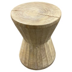 Andrianna Shamaris Beveled Teak Wood Side Table or Stool