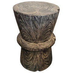 Andrianna Shamaris Black and White Charred Teak Wood Side Table