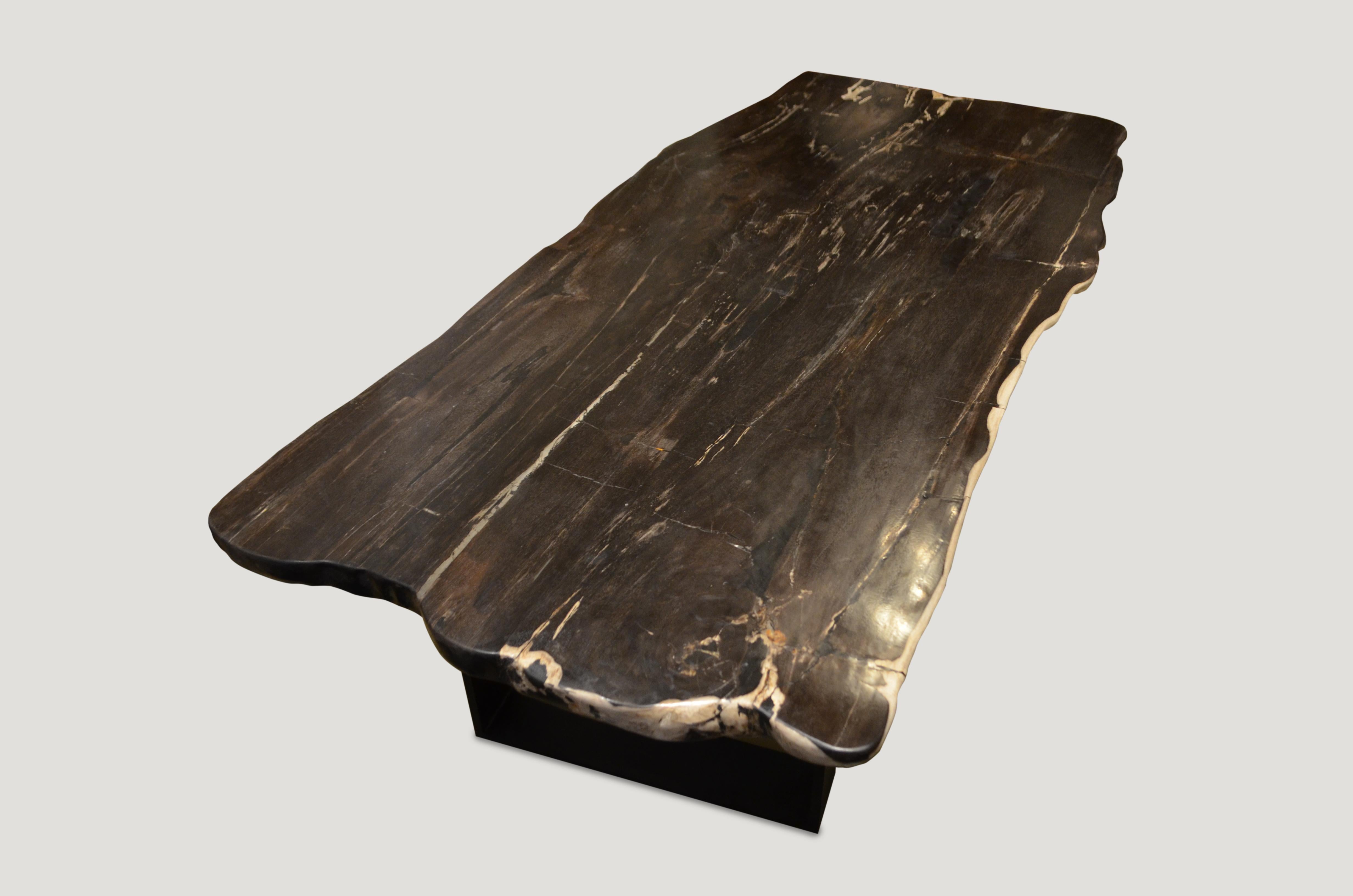 Organic Modern Andrianna Shamaris Black and White Petrified Wood Table