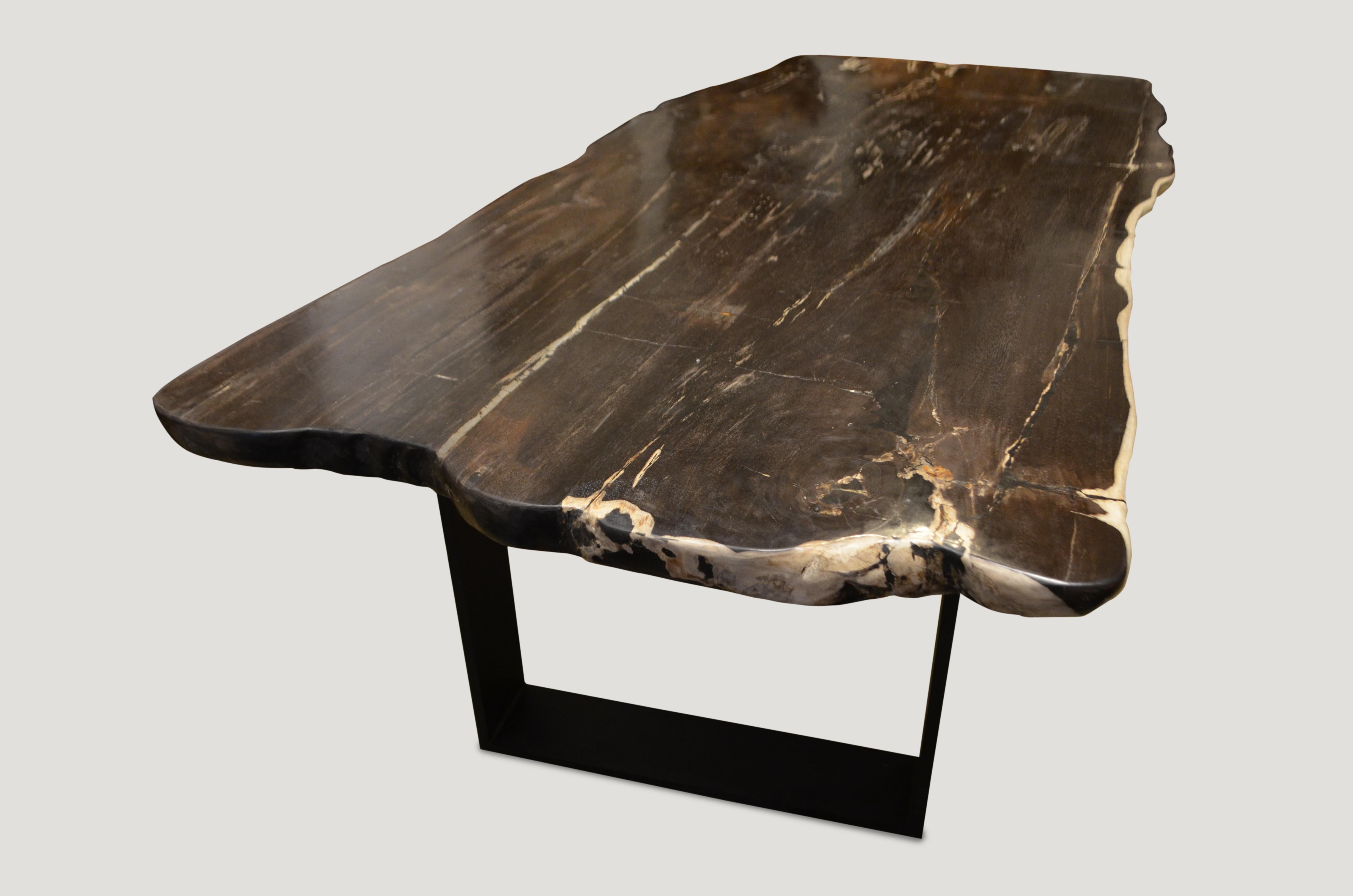 Andrianna Shamaris Black and White Petrified Wood Table In Excellent Condition In New York, NY