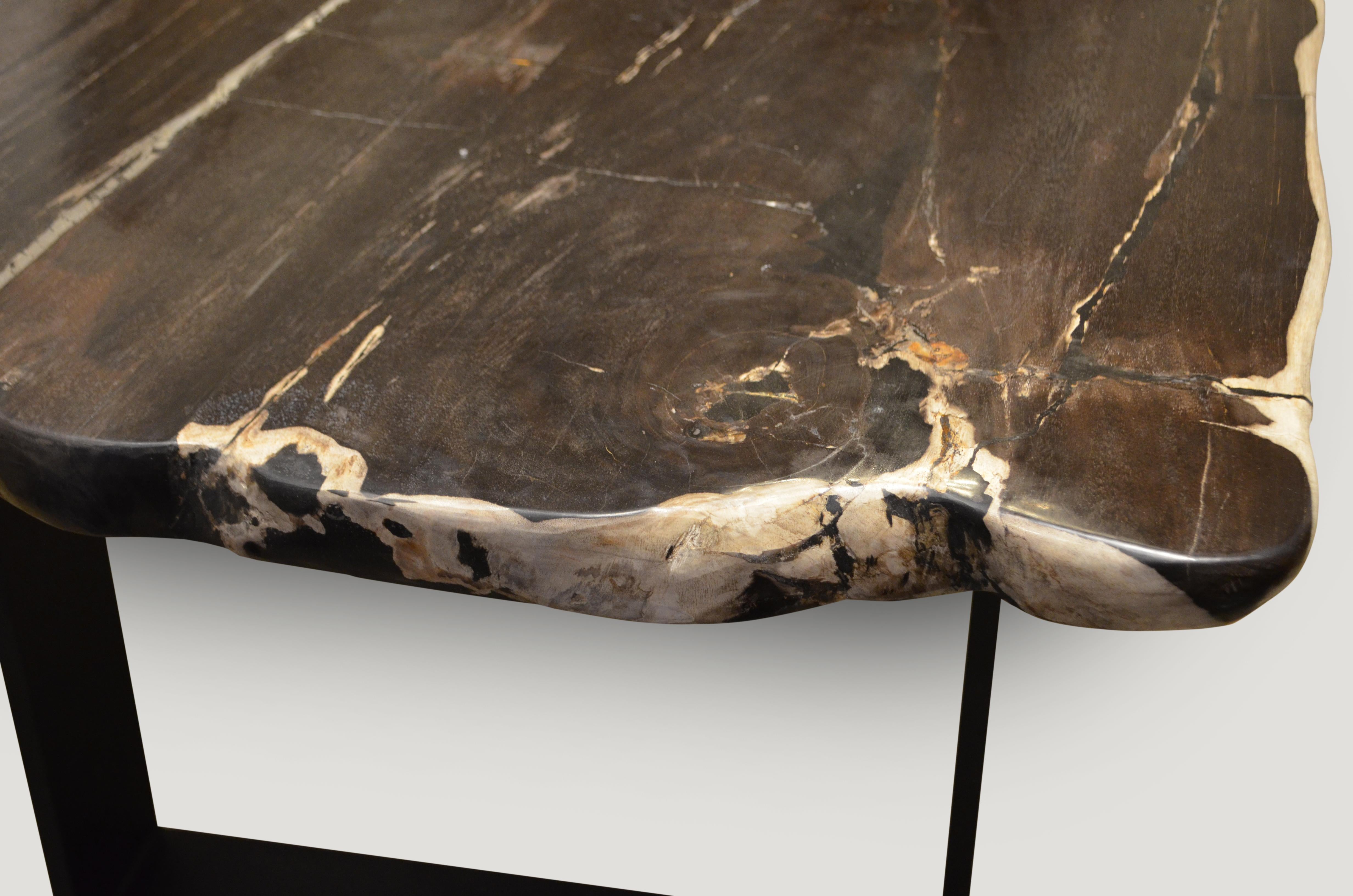 Contemporary Andrianna Shamaris Black and White Petrified Wood Table