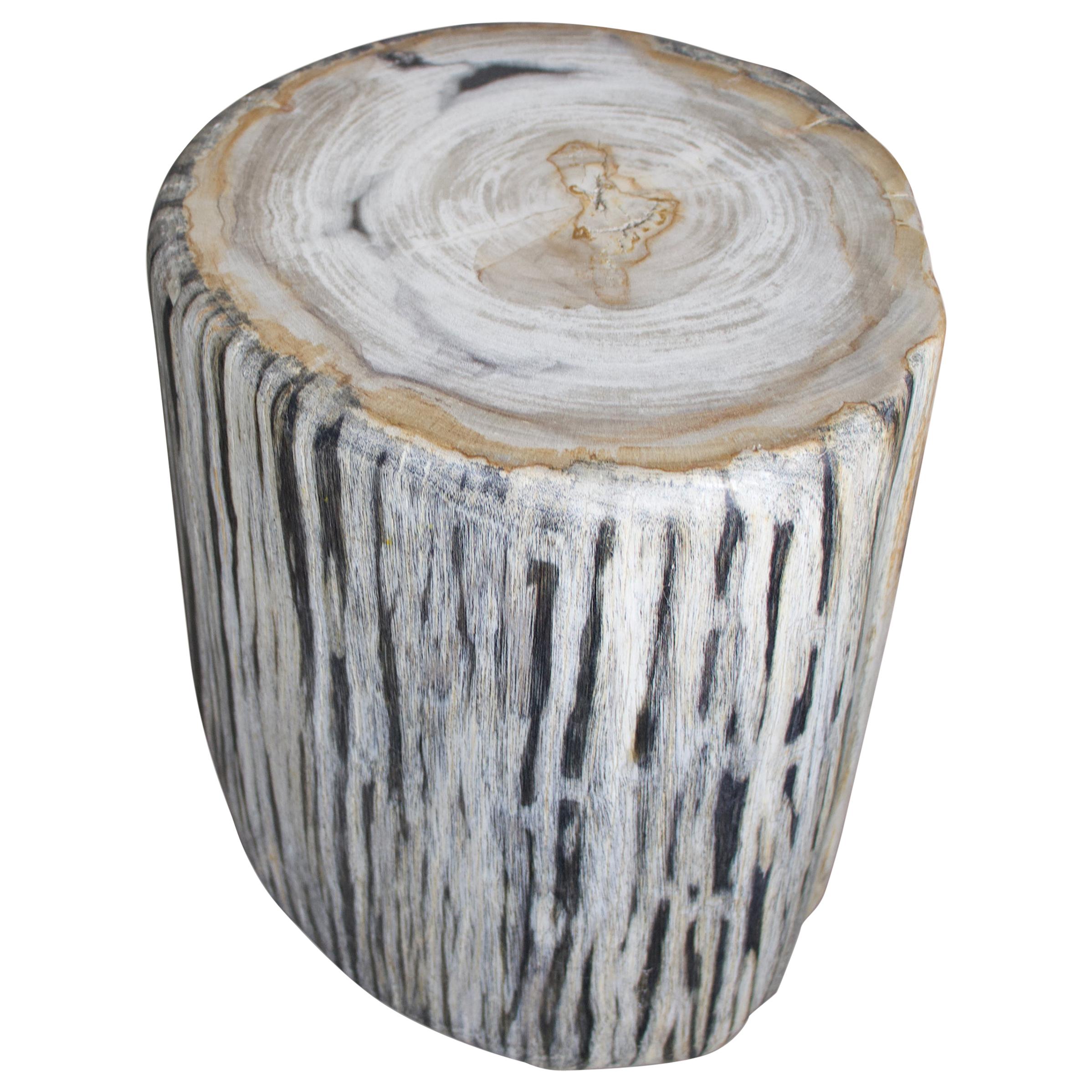 Andrianna Shamaris Black And White Stripe Petrified Wood Side