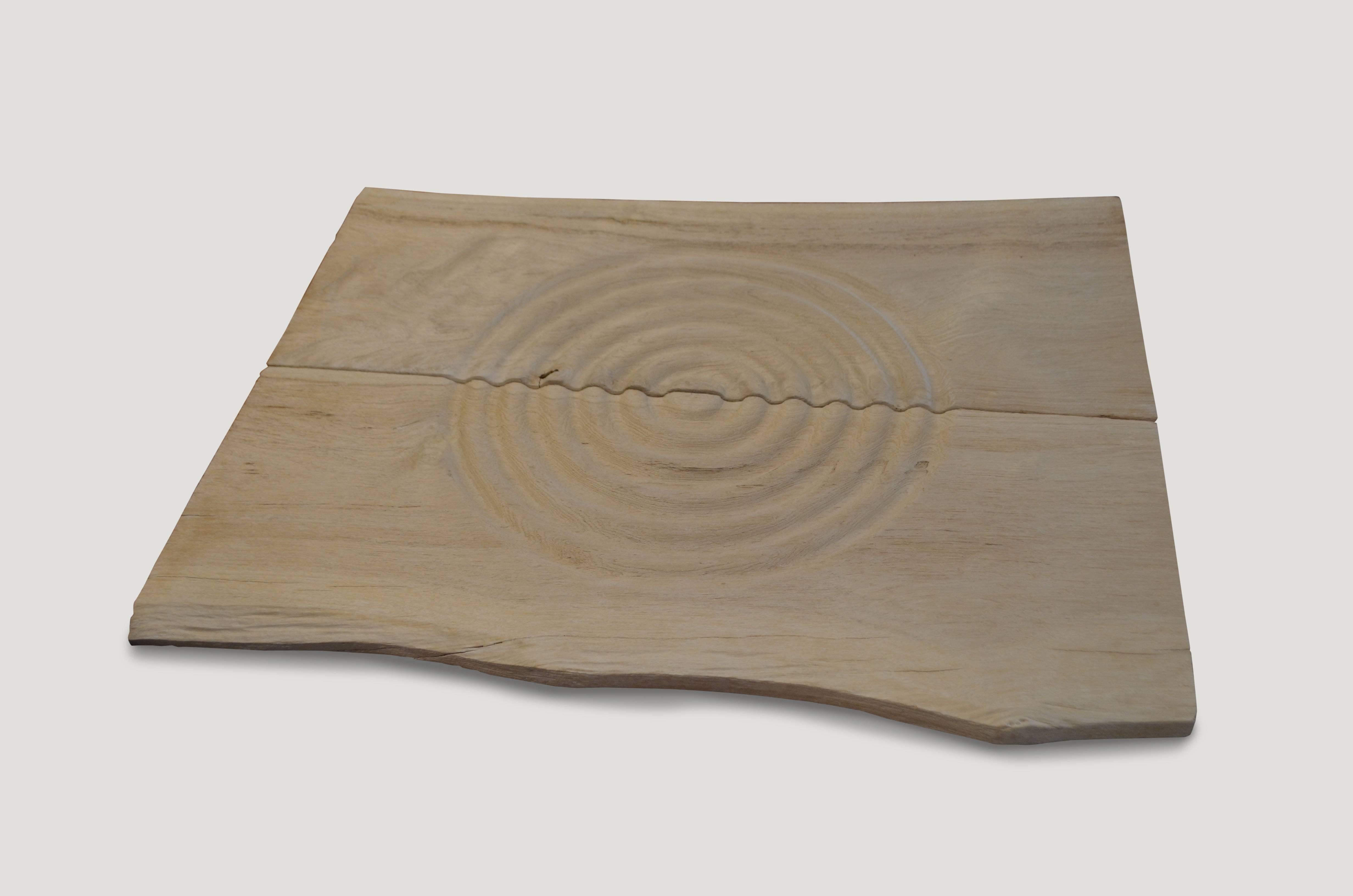 Organic Modern Andrianna Shamaris Bleached Minimalist Panel of Reclaimed Teak Wood