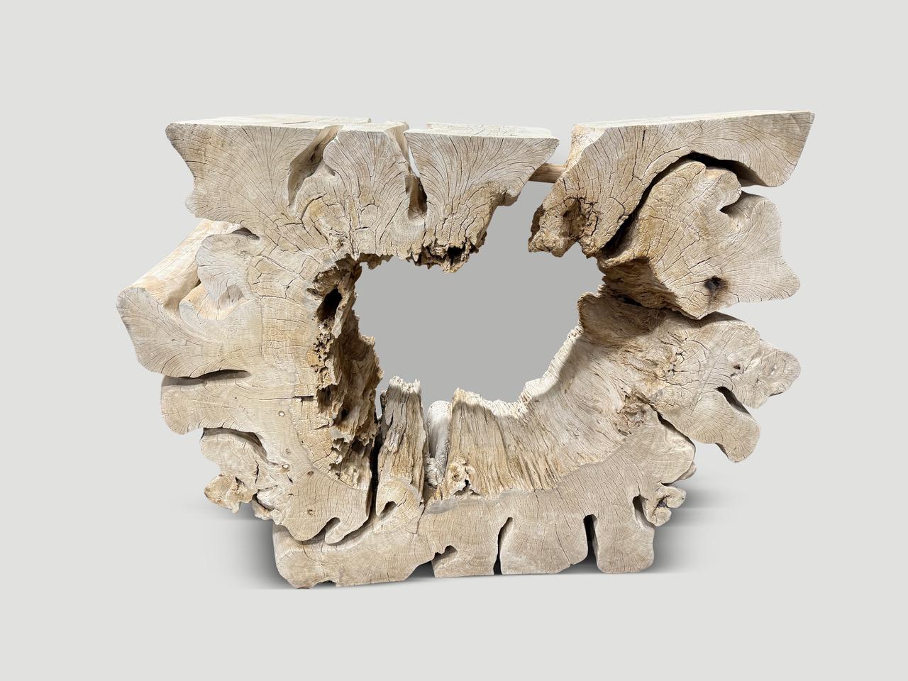 Organic Modern Andrianna Shamaris Bleached Organic Wood Console Table For Sale