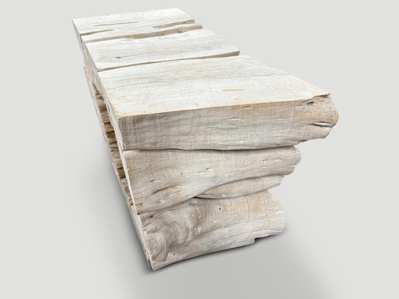 Andrianna Shamaris Bleached Organic Wood Console Table In Excellent Condition For Sale In New York, NY