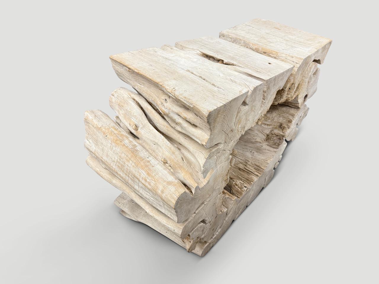 Contemporary Andrianna Shamaris Bleached Organic Wood Console Table For Sale