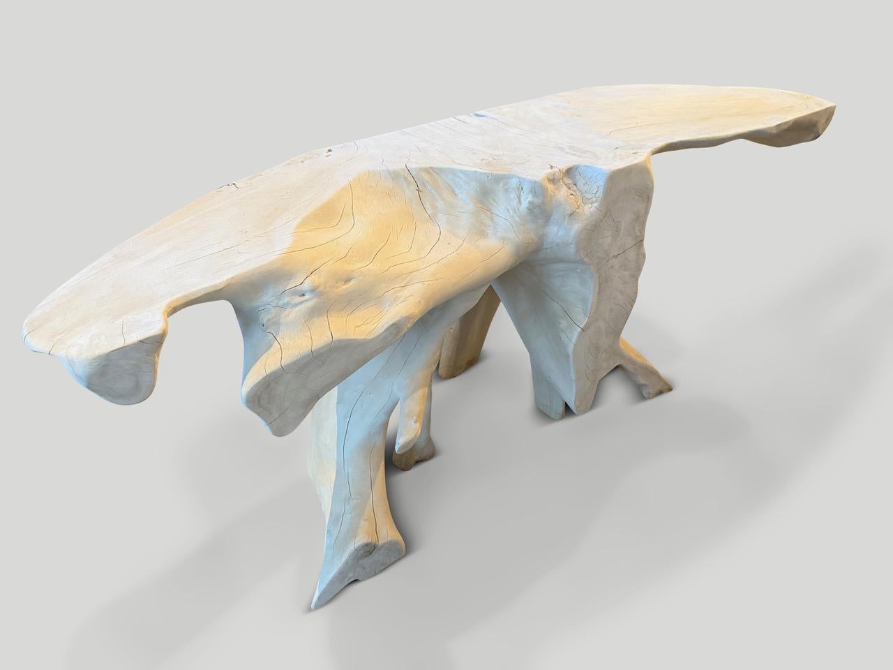 Organic Modern Andrianna Shamaris Bleached Sculptural Console Table For Sale