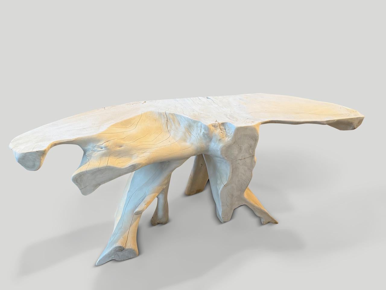 Andrianna Shamaris Bleached Sculptural Console Table In Excellent Condition For Sale In New York, NY
