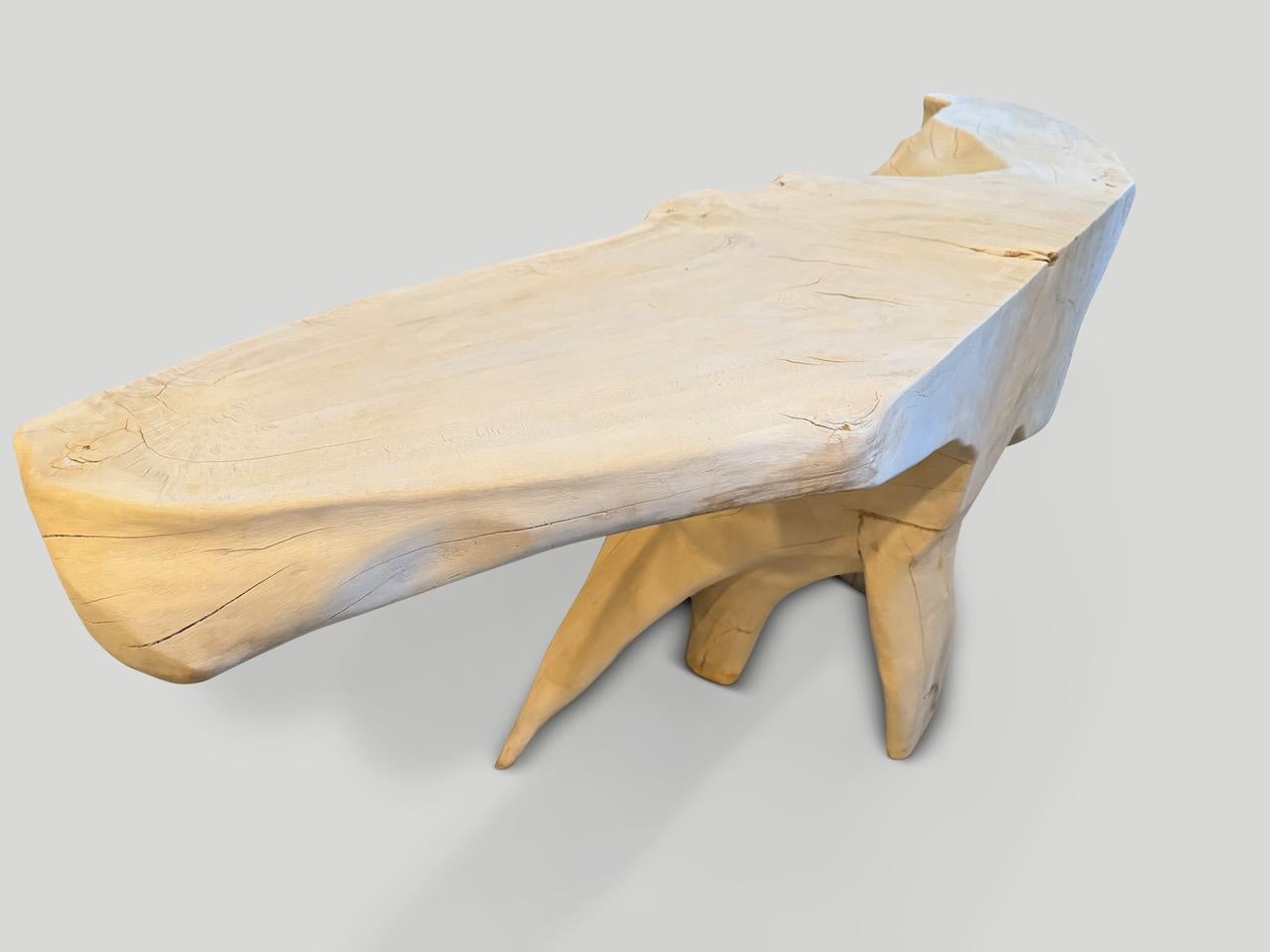 Wood Andrianna Shamaris Bleached Sculptural Console Table For Sale
