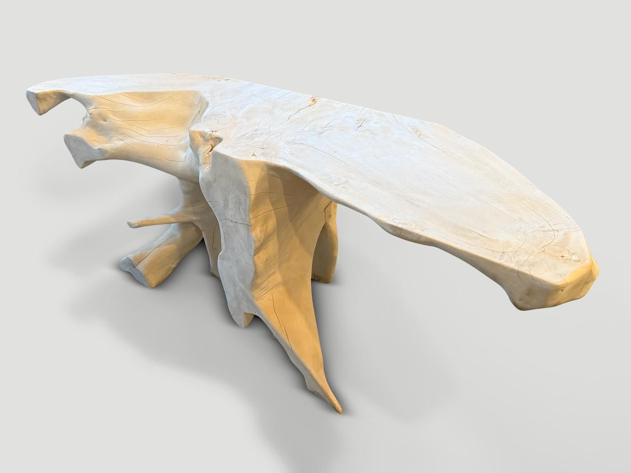 Andrianna Shamaris Bleached Sculptural Console Table For Sale 1
