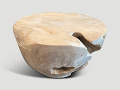 Andrianna Shamaris Bleached Teak Drum Coffee Table