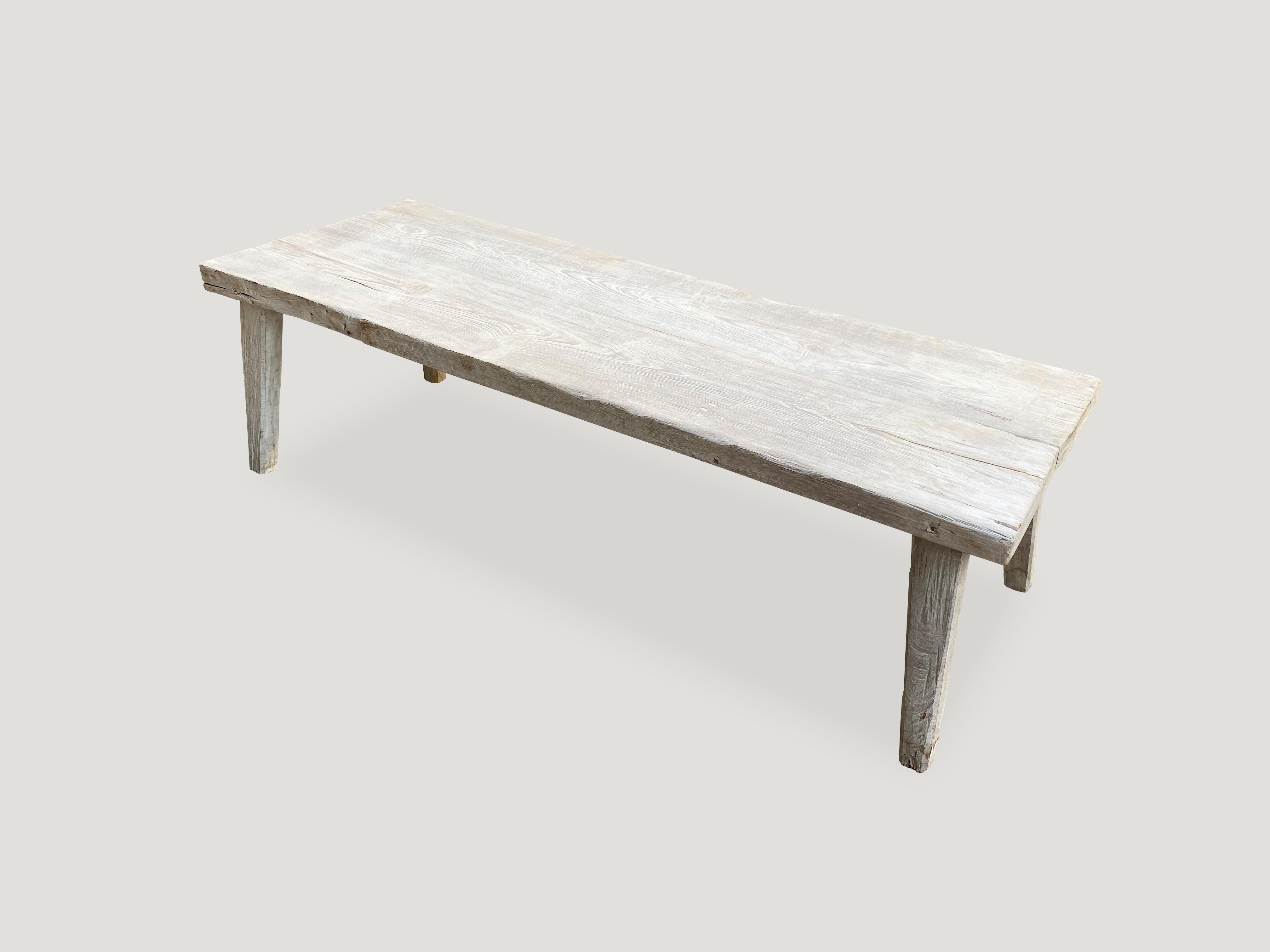 Organic Modern Andrianna Shamaris Bleached Teak Wood Bench or Coffee Table For Sale