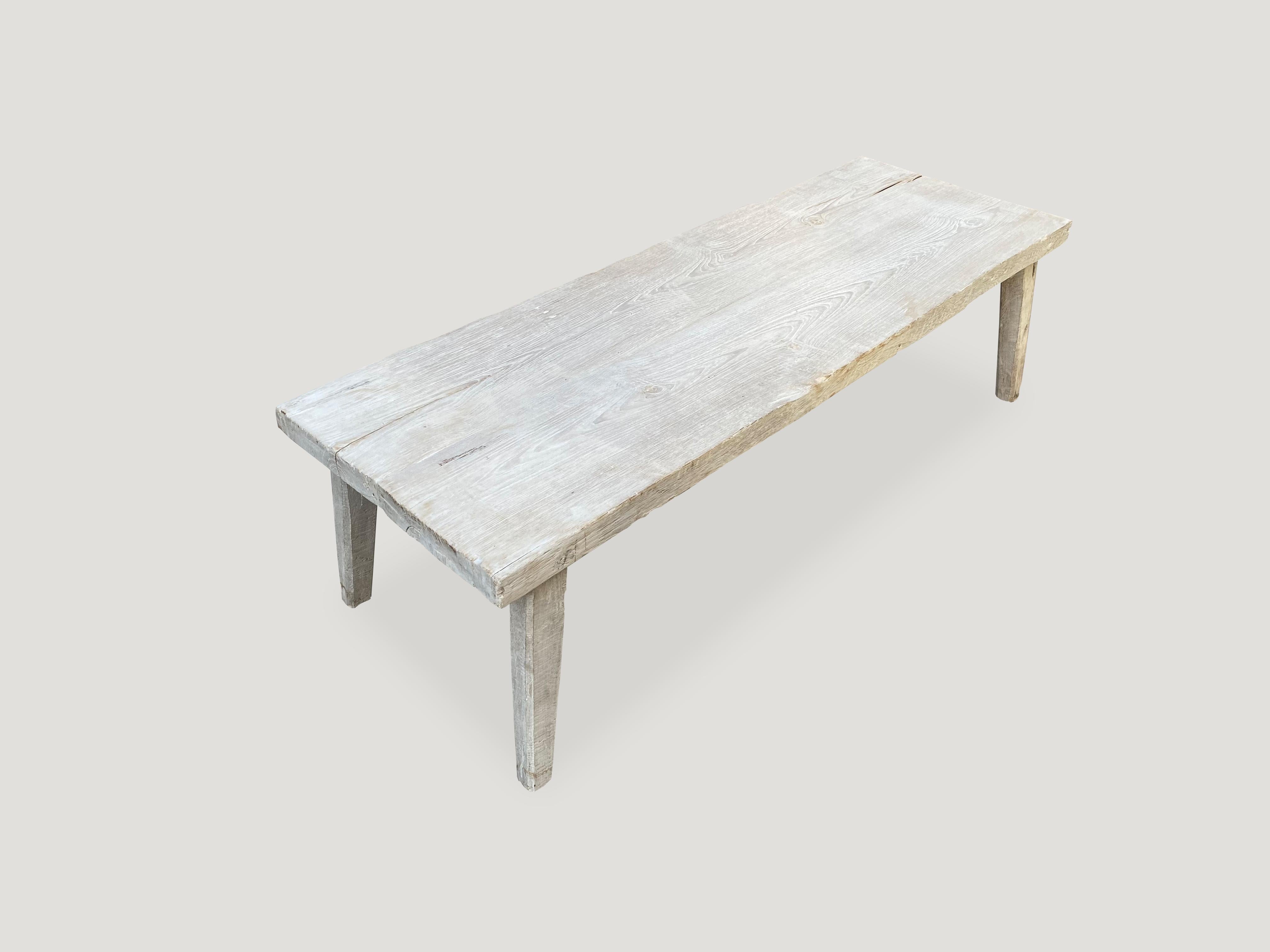 Andrianna Shamaris Bleached Teak Wood Bench or Coffee Table In Excellent Condition For Sale In New York, NY