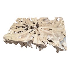 Tavolino, console o divisorio in legno di teak sbiancato Andrianna Shamaris