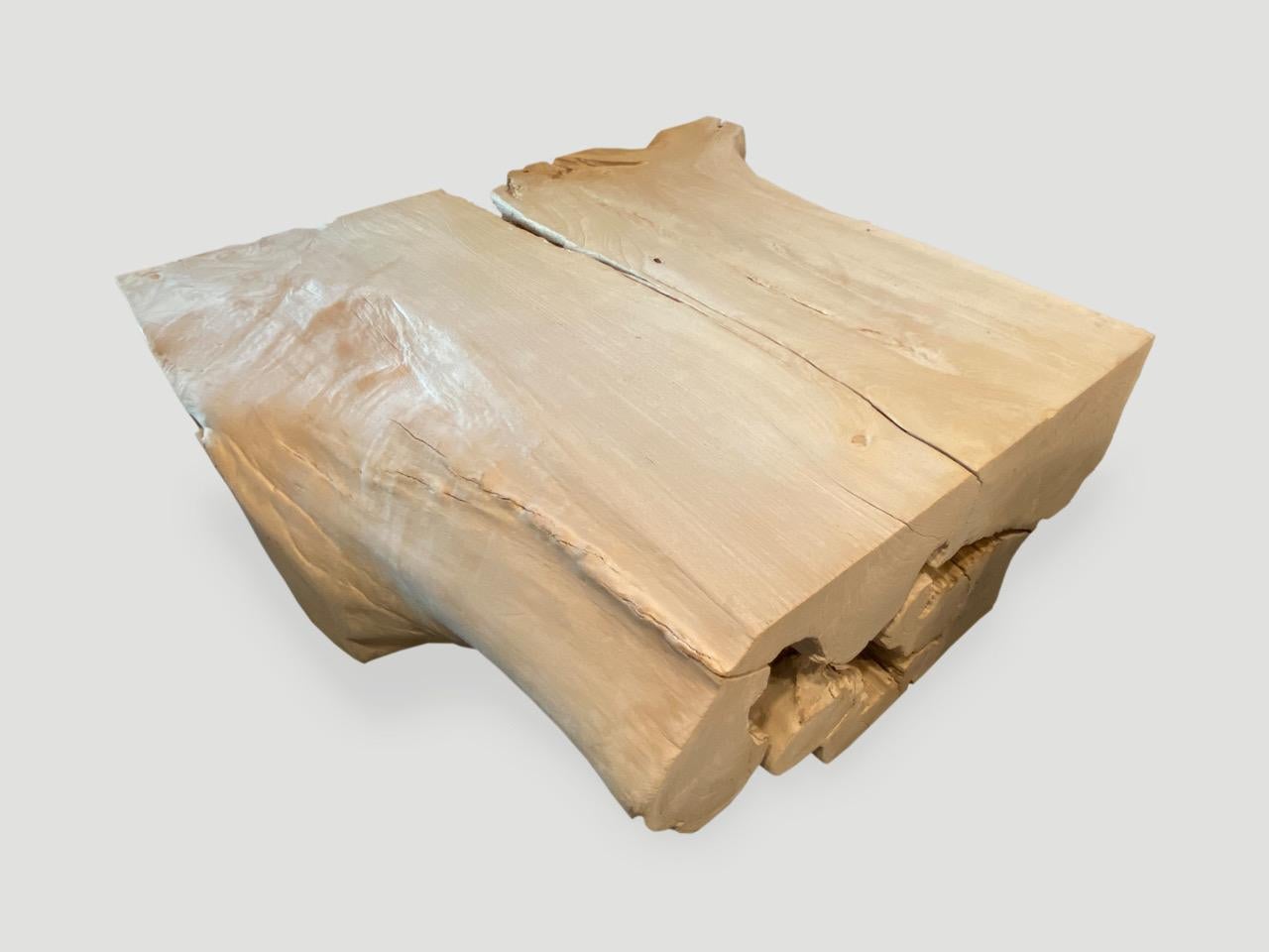 Organic Modern Andrianna Shamaris Bleached Teak Wood Coffee Table