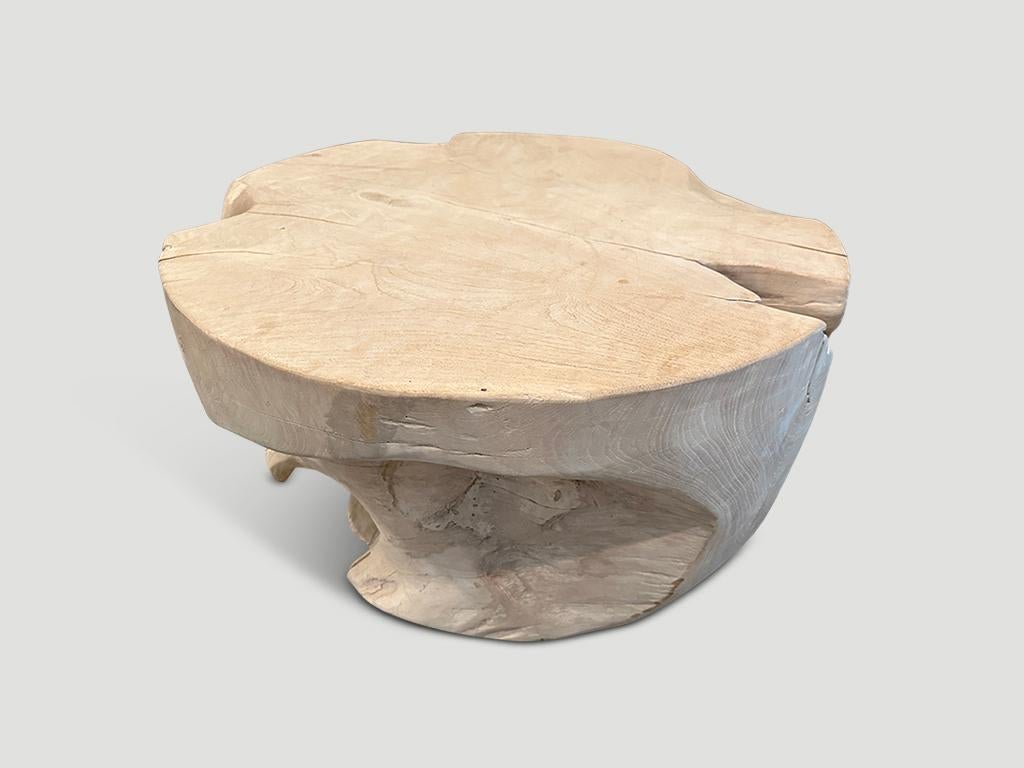 Andrianna Shamaris Bleached Teak Wood Coffee Table In Excellent Condition In New York, NY