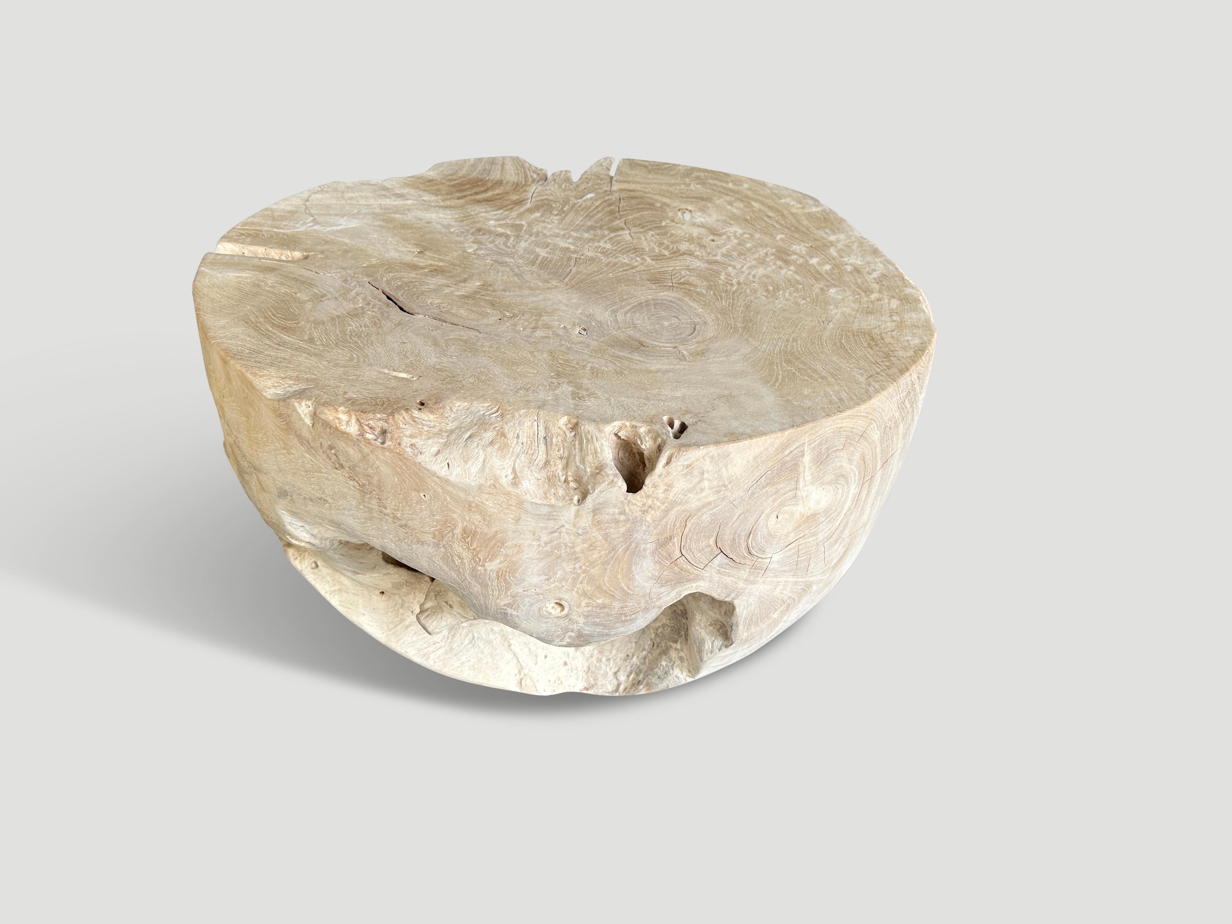 Andrianna Shamaris Bleached Teak Wood Coffee Table In Excellent Condition In New York, NY