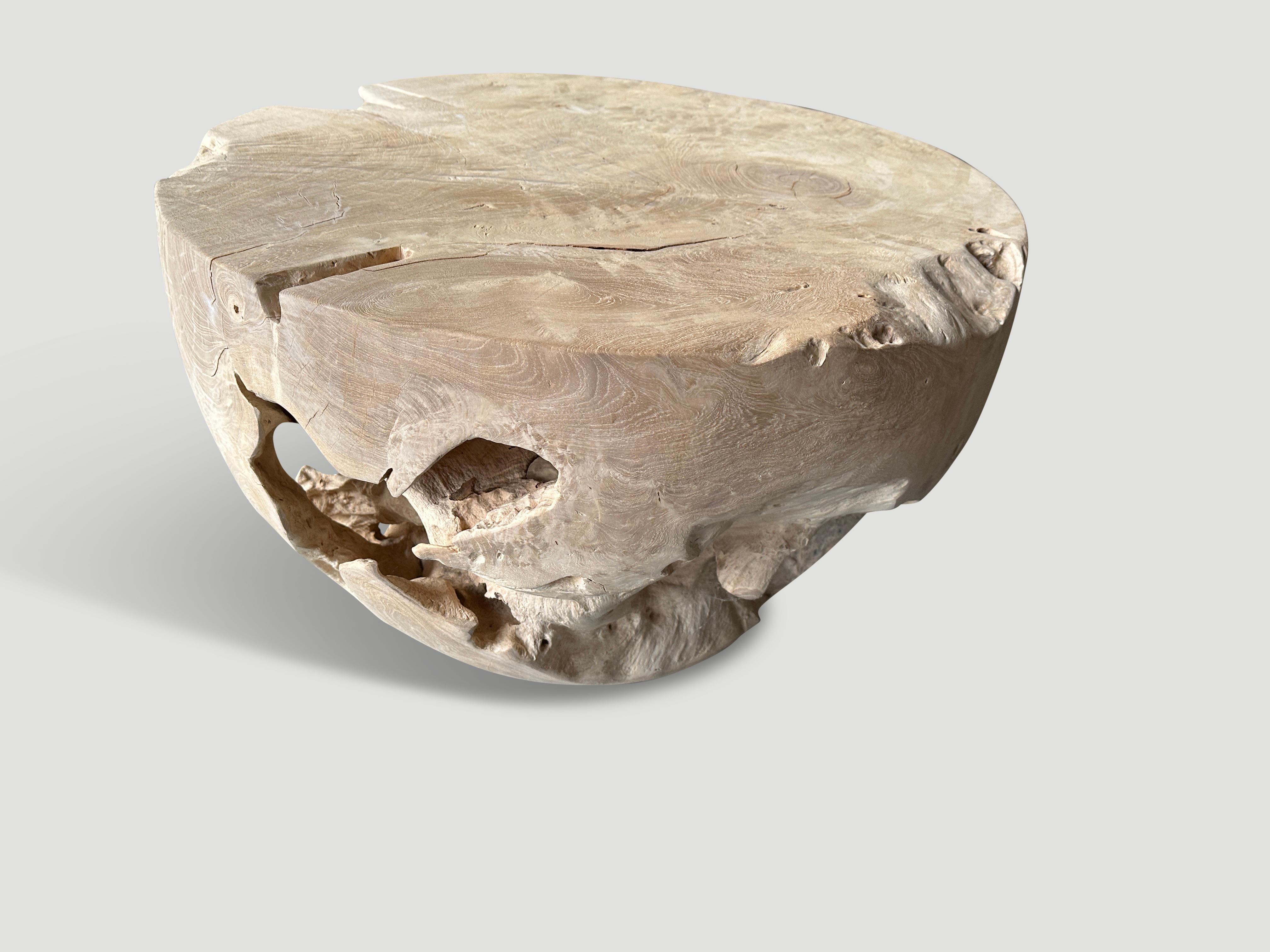 Contemporary Andrianna Shamaris Bleached Teak Wood Coffee Table For Sale