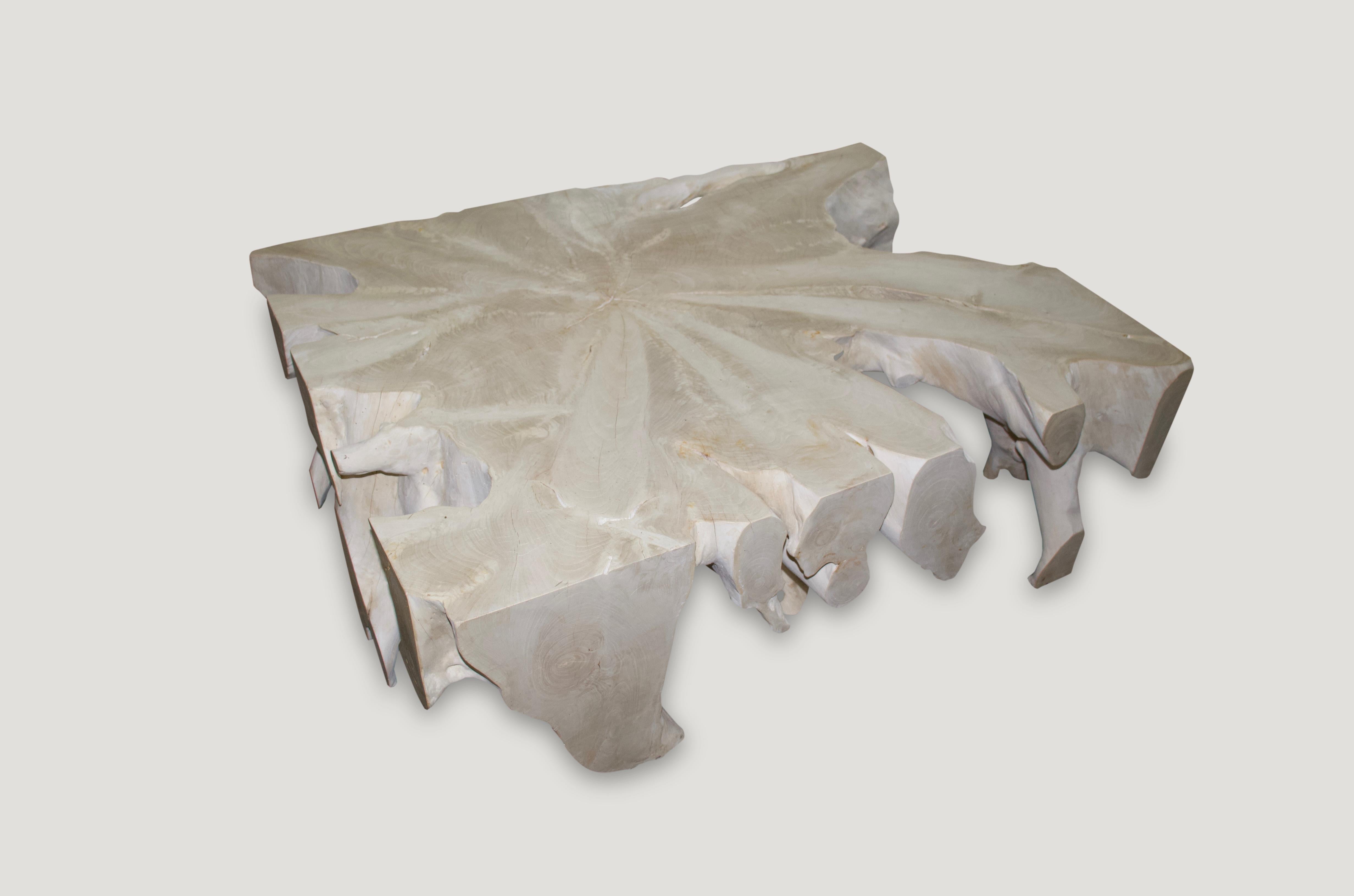 Contemporary Andrianna Shamaris Bleached Teak Wood Coffee Table