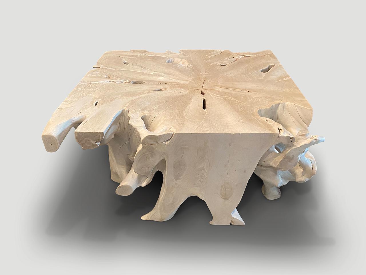Contemporary Andrianna Shamaris Bleached Teak Wood Coffee Table or Console For Sale