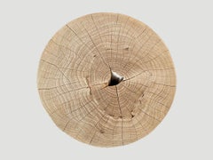 Andrianna Shamaris Bleached Teak Wood Cylinder Side Table or Stool