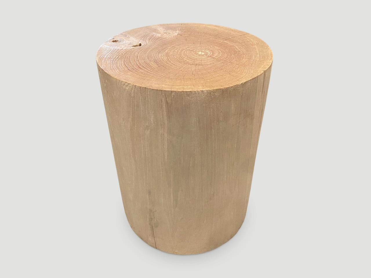 wooden cylinder side table