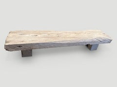 Andrianna Shamaris Bleached Teak Wood Log Bench or Coffee Table