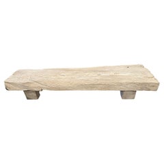 Andrianna Shamaris Bleached Teak Wood Log Bench or Coffee Table