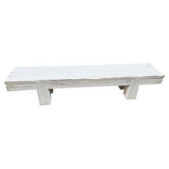 Andrianna Shamaris Bleached Teak Wood Log Bench or Coffee Table