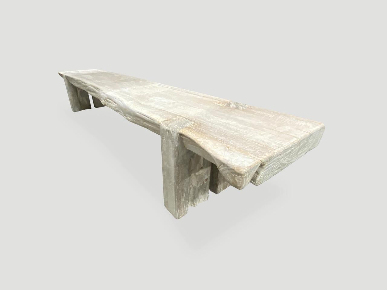 bleached wood bench