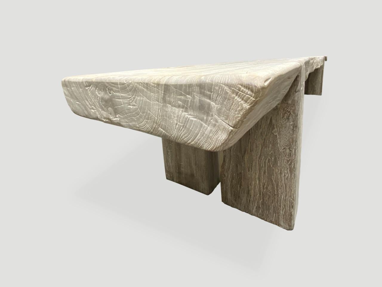 Contemporary Andrianna Shamaris Bleached Teak Wood Long Bench For Sale