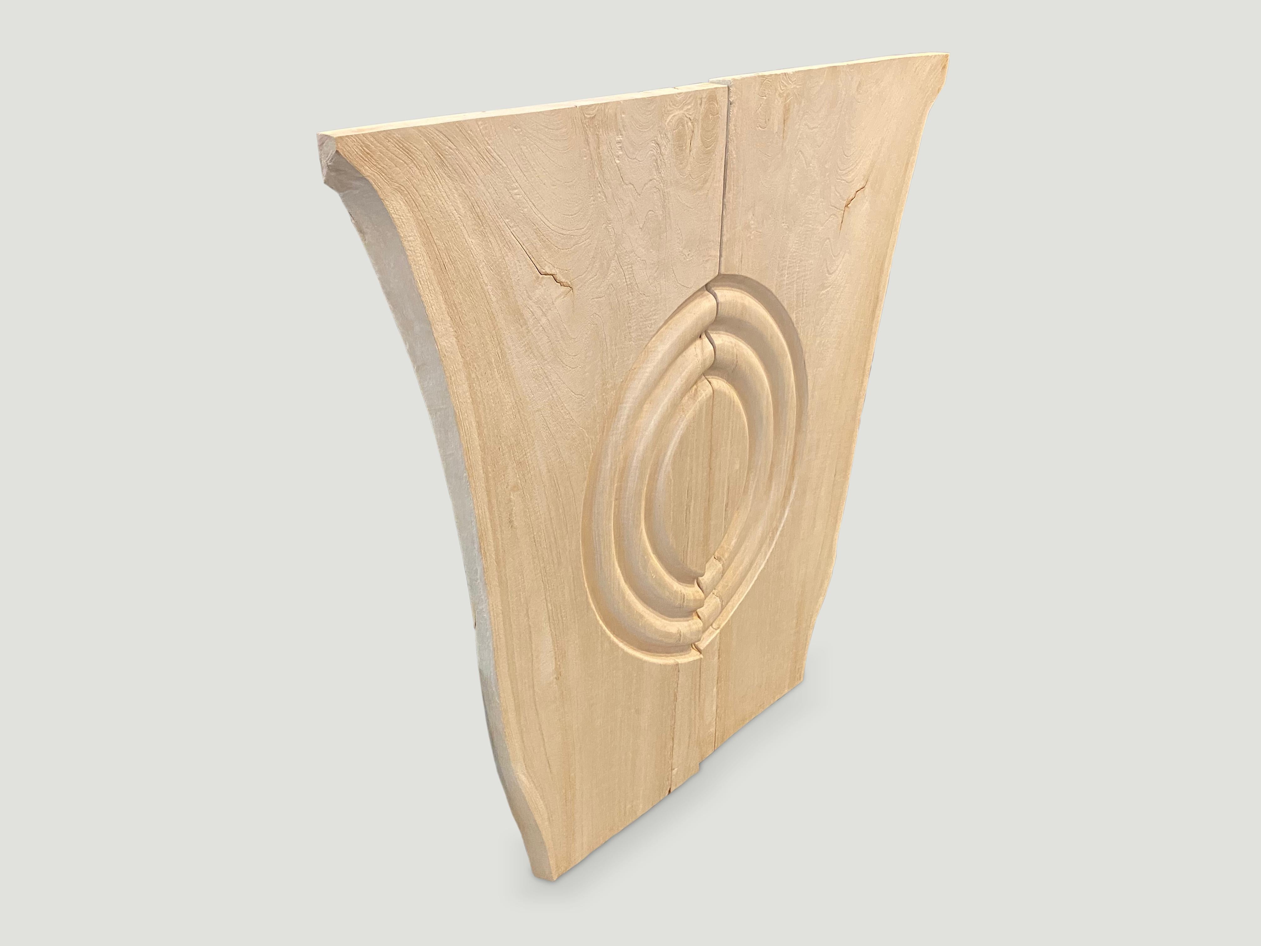 Organic Modern Andrianna Shamaris Bleached Teak Wood Minimalist Panel For Sale