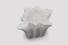 Andrianna Shamaris Bleached Teak Side Table, Organic Design