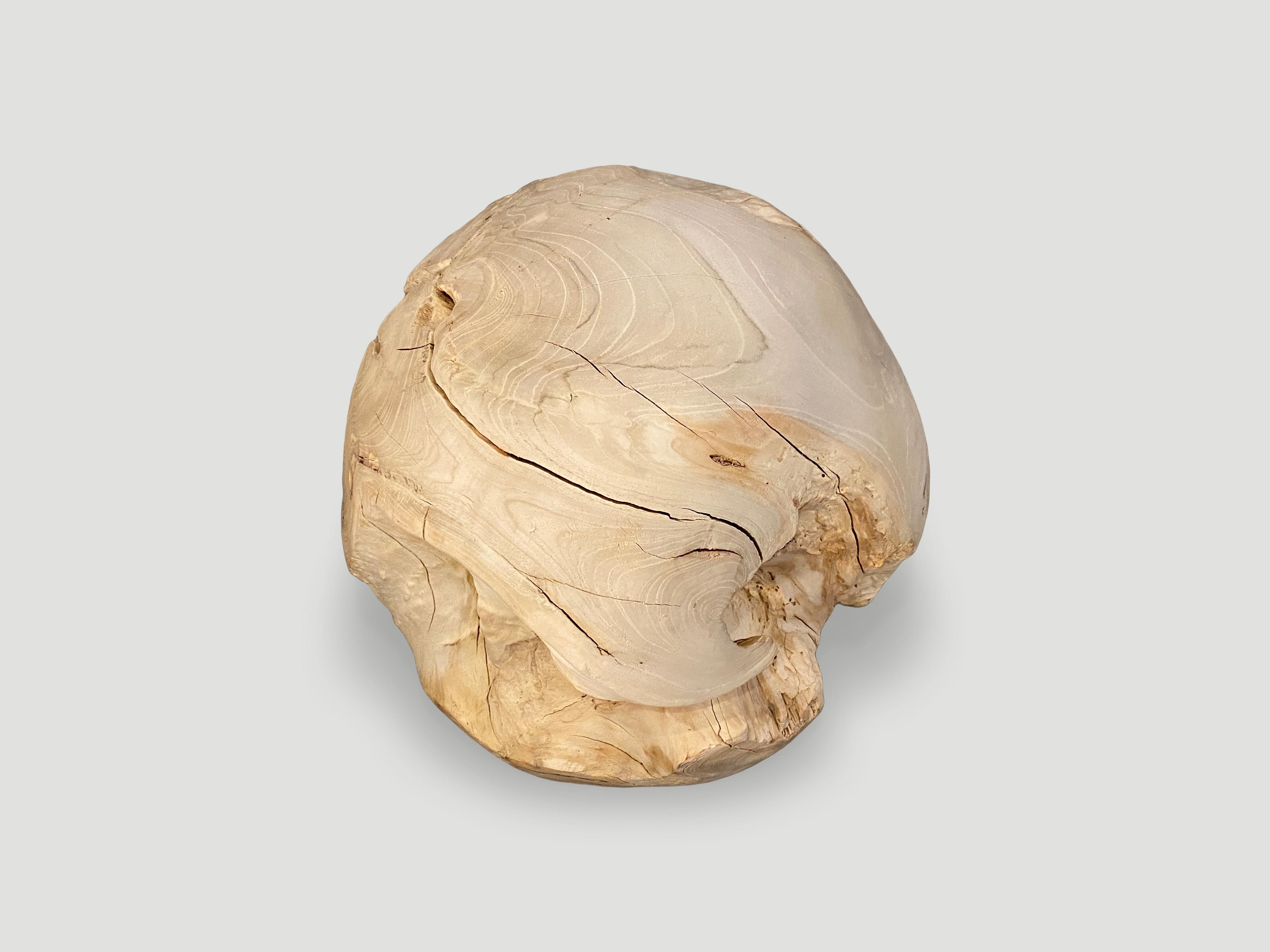 Organic Modern Andrianna Shamaris Bleached Teak Wood Organic Sphere For Sale