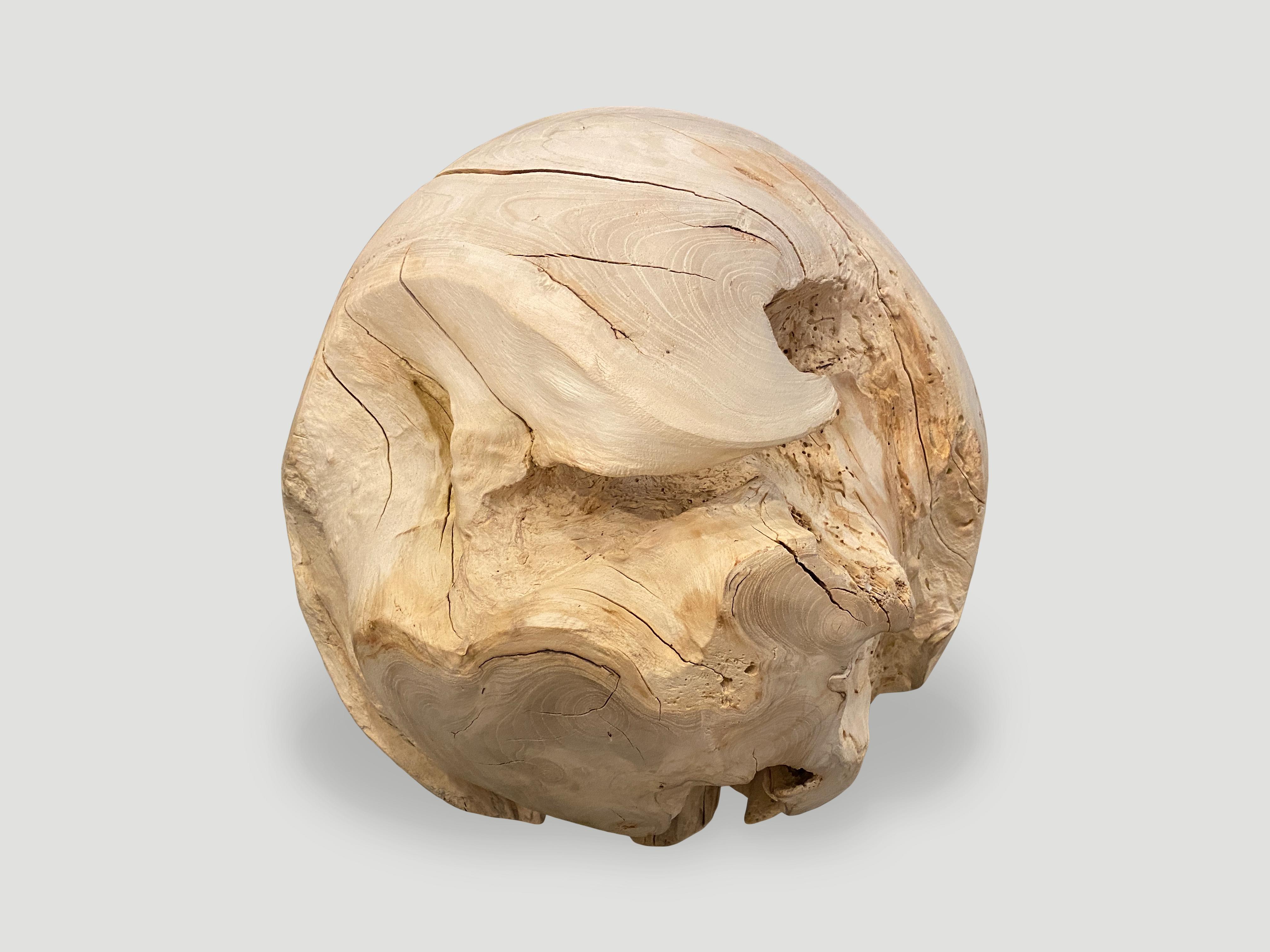 Andrianna Shamaris Bleached Teak Wood Organic Sphere In Excellent Condition For Sale In New York, NY