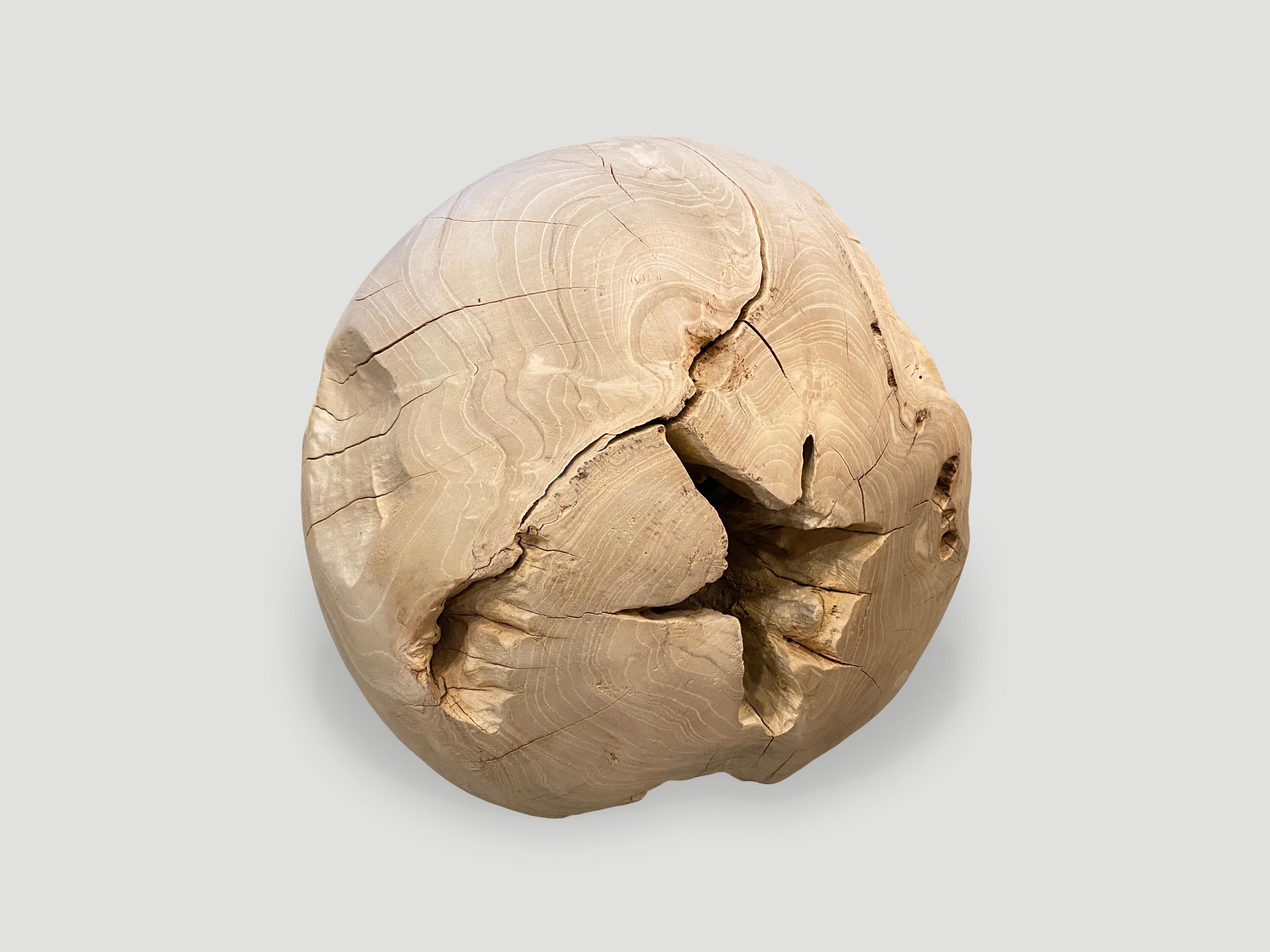 Contemporary Andrianna Shamaris Bleached Teak Wood Organic Sphere For Sale