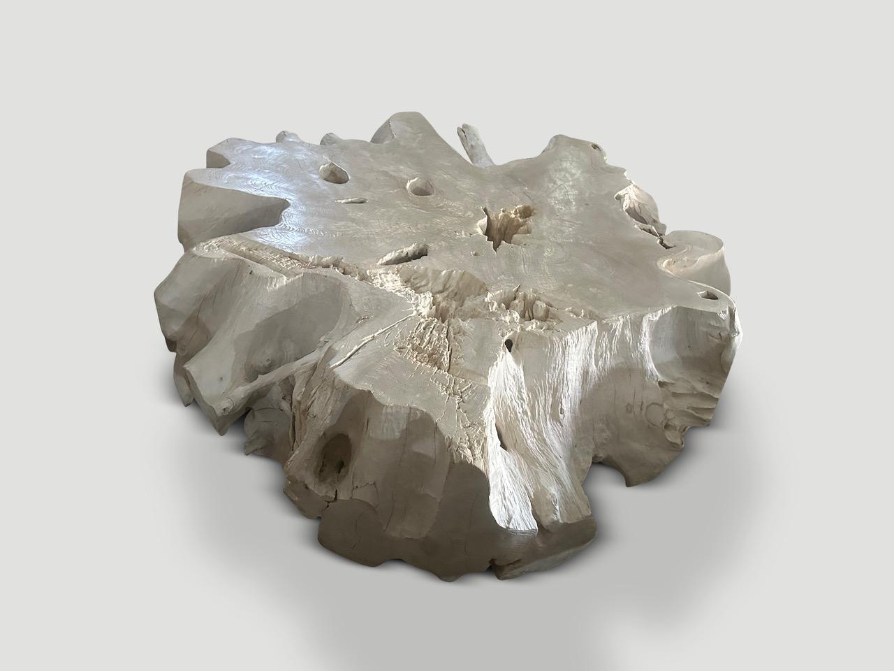 Andrianna Shamaris Table basse Roots en bois de teck blanchi Excellent état - En vente à New York, NY